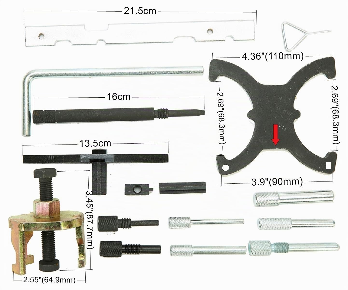 FreeTec 16 Pièces Kit de Calage Distribution, Outils Calage Moteur Pige de Calage Arbre à Cames pour Ford 1.25 1.4 1.7 1.8 2.0 Di TDCi TDDi 1.6 16V Ti VCT, pour Mazda 1.4 1.6 HDI (Pas pour 1.5T 1.6L)
