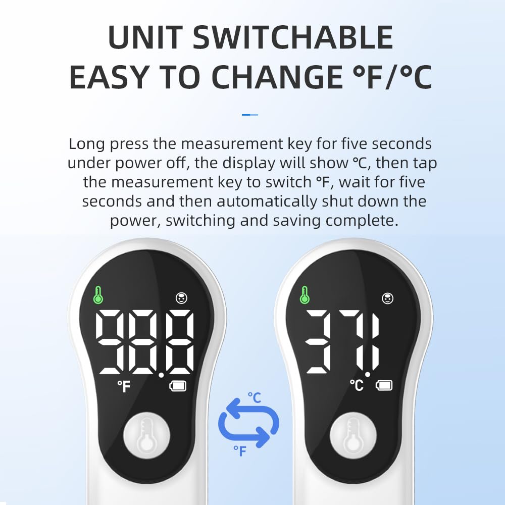Termometro Digital para fiebre para bebés,niños y adultos,Termometro bebe infrarrojo sin contacto para la Termómetro frente,con mediciones precisas instantáneas,alarma de fiebre,℃ y ℉ Conmutable
