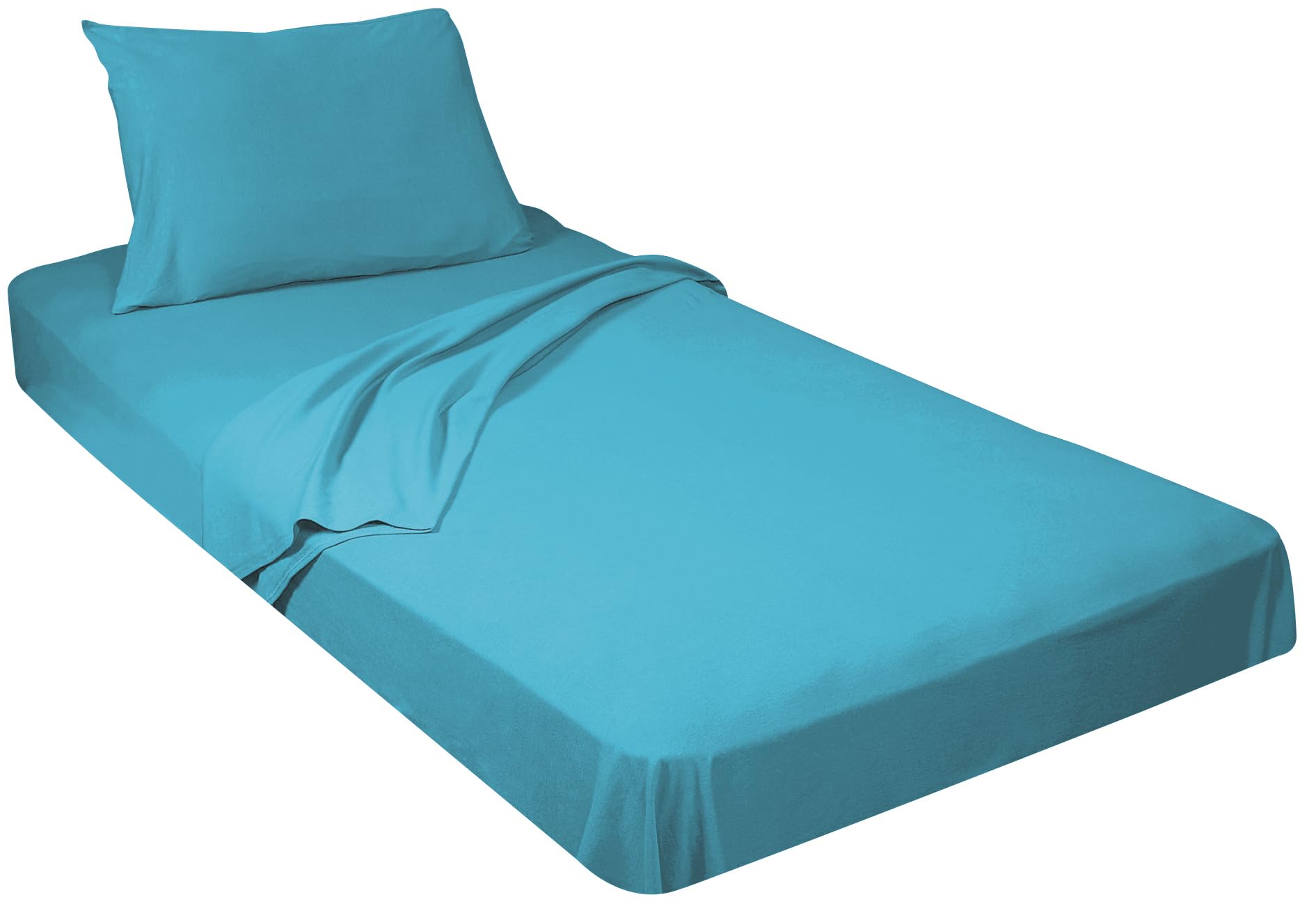 Gilbins 100% Combed T-Shirt Cotton Jersey Knit Camp Sheet Set in Aqua
