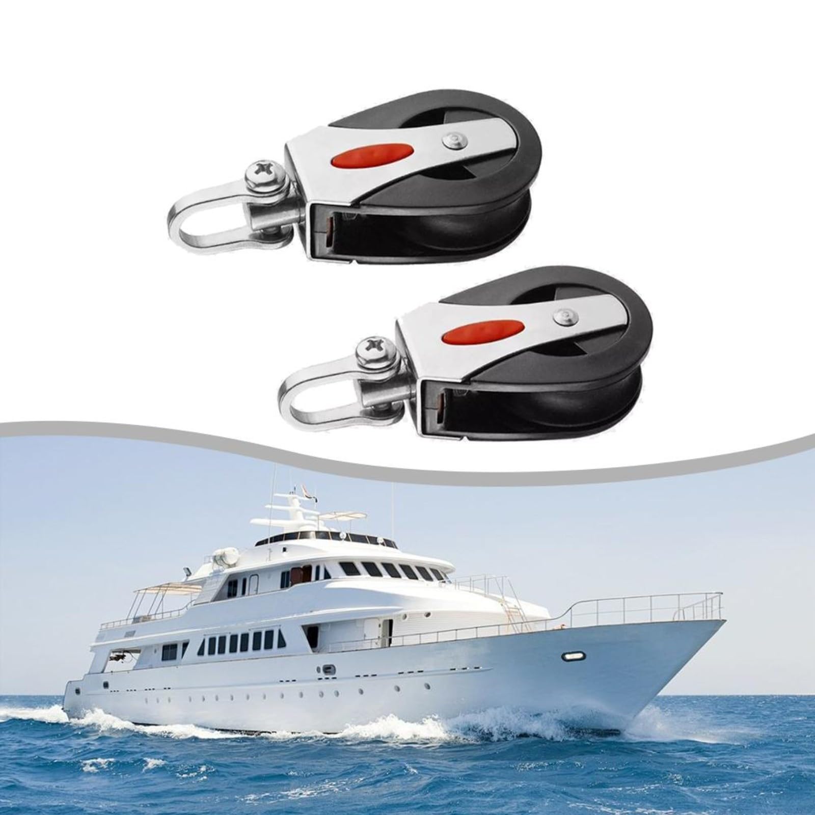 Marine Seilzug Block Segelboot Seilzug Block Heavy Duty Marine Grade Nylon Single Sheave Block mit Lagersystem für Yacht Rigging Hardware Seil Linie bis 12 mm Boot Segeln Zubehör (2 Stück)