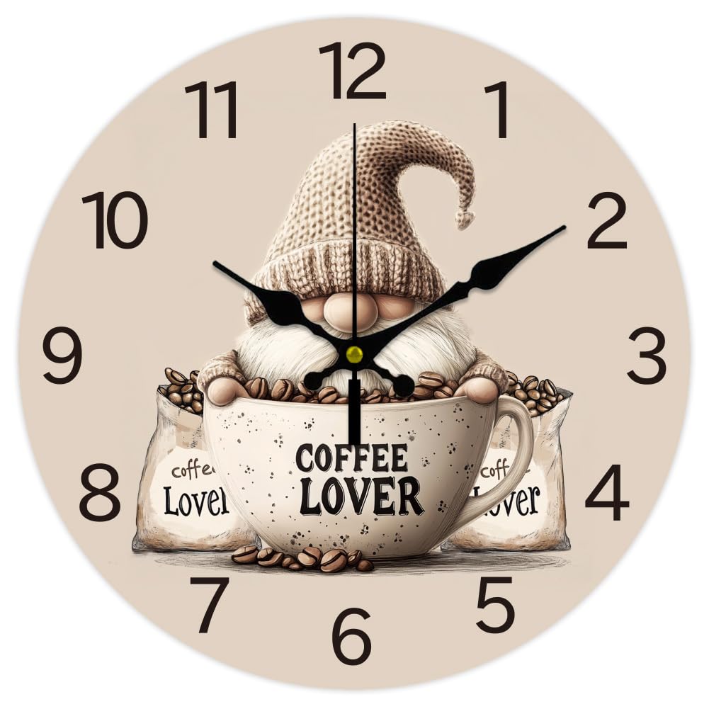 Horloge murale gnome silencieuse CHGCRAFT grains de café sans tic tac chambre
