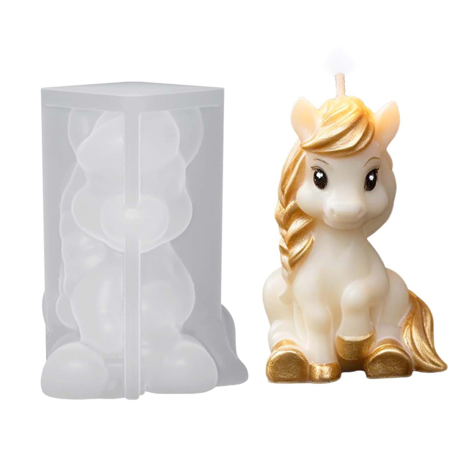 PANGBOER Soap and Plaster Mold, Silicone Horse Figurine with Split Structure for Wax and Resin Casting, Ornament Making Supply Horse Figurine Casting Ornament Cavity
