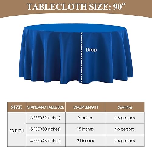 Miniatura 8 de Aocoz Paquete de 6 manteles redondos negros de 120 pulgadas, resistentes a las manchas, decorativo, lavable, de poliéster, para mesa de comedor,