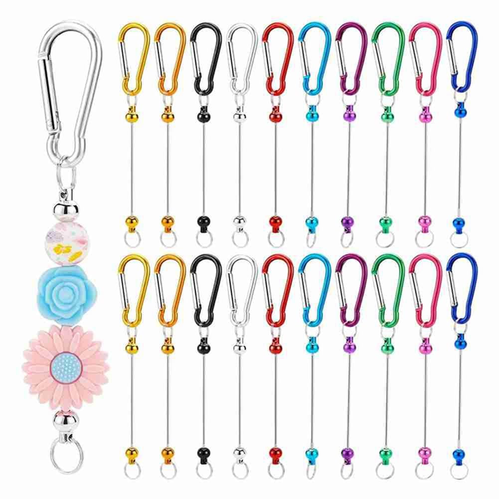 CTRLZS 20Pcs Beadable Keychain Bars,Colorful Blank Bead Keychain Bulk Metal Beadable Keychain Bars for Crafts Pendant Jewelry B