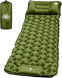 Colchonete Camping Colchão Inflável Solteiro, Praticidade e Conforto,Acampamento Acessorios,198x67x6cm (Verde)