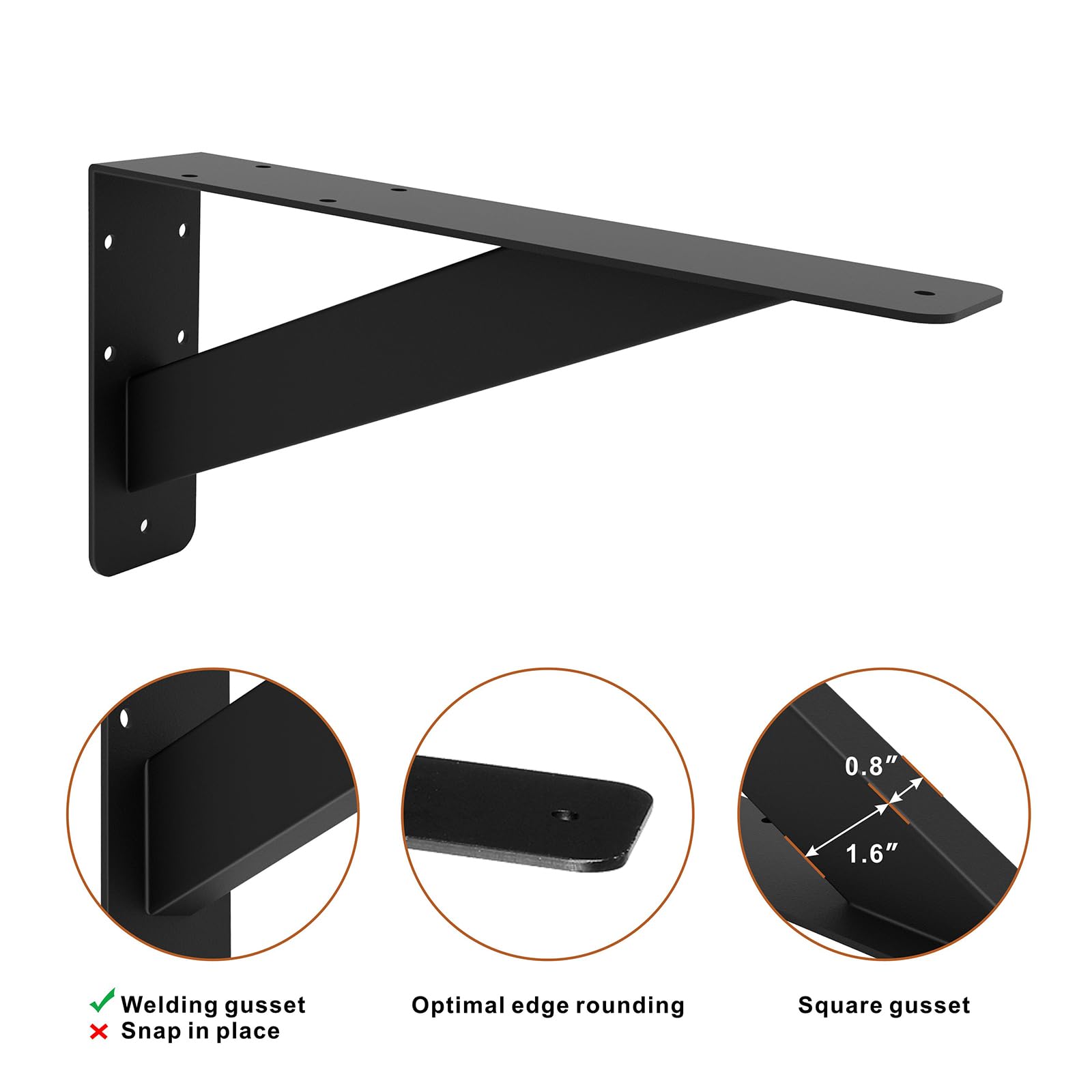 2 soportes de estante resistentes de 12 pulgadas, soportes de estante de acero, soportes de soporte de encimera, soporte de estante flotante para encimeras de gabinete.