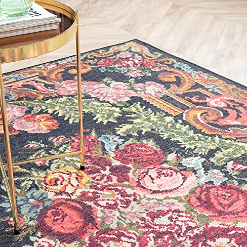 FRAAI Blumen Teppich - Estate Rosen Kelim Gold - 115x170cm - Baumwolle, Chenille - Flachgewebe - Geblümt, Rosen kelim… – Bild 6