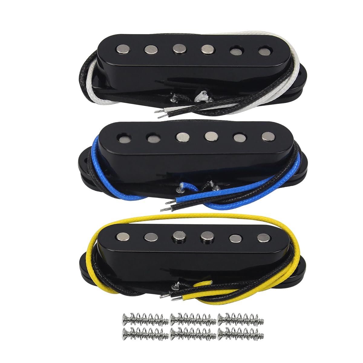 FLEOR Single-Coil-Tonabnehmer Alnik 5 ST -Pickup Versetzte Gitarrenhals-/Mitten-/Steg-Tonabnehmer für SQ ST Pickup-Ersatz, schwarz