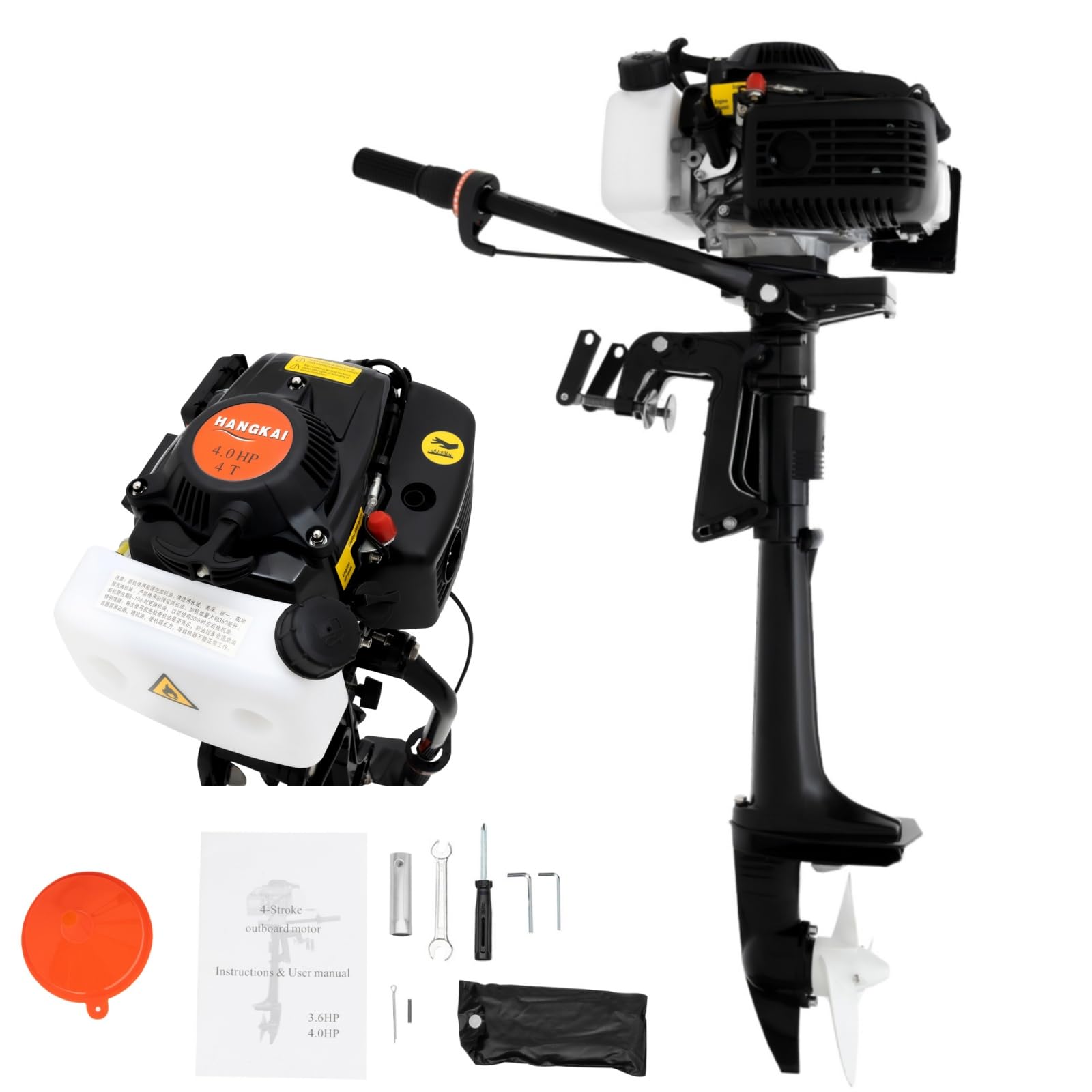 Motore fuoribordo a 4 tempi, motore a benzina, 4 CV, 55 cc, motore fuoribordo professionale, raffreddamento ad aria, albero corto, accensione CDI, motore a benzina per gommoni, barche da pesca
