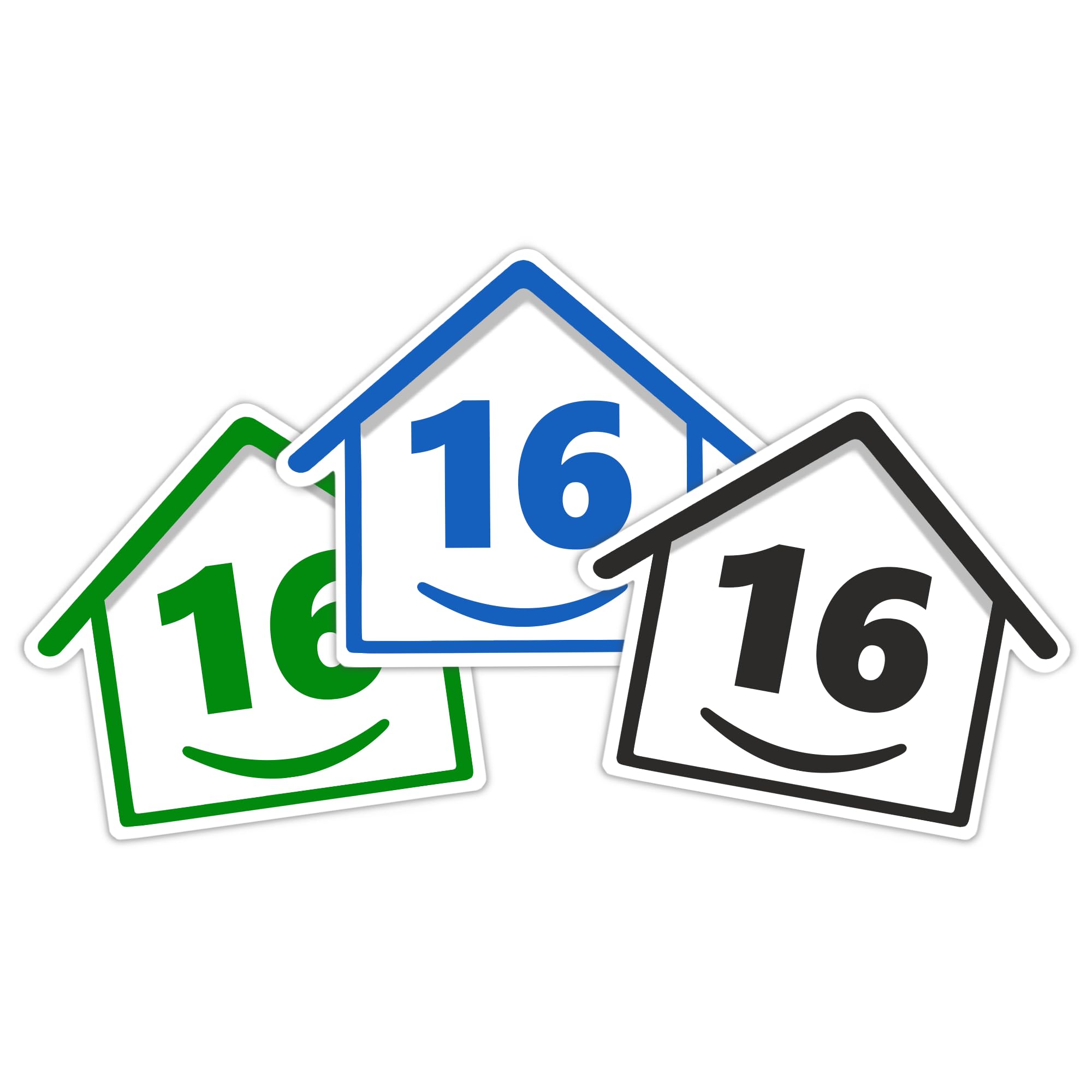 3 x Bin Numbers for Wheelie Bins, 1-99, 15cm ‘Happy House’ Colour Design Dustbin Stickers, Easy Application Stick On Number Stickers - Weatherproof Self Adhesive Vinyl – Blue, Black and Green (14) — view 40