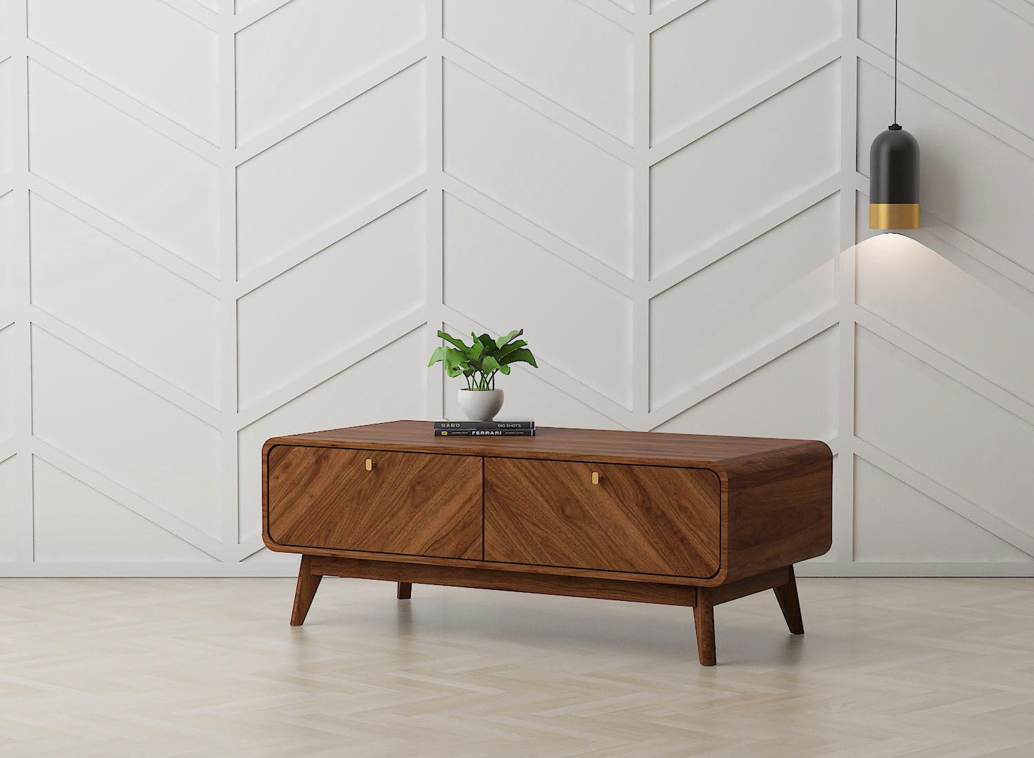 Kidsaw LV44, 2 Door Coffee Table, Columbian Walnut, Soft Closing