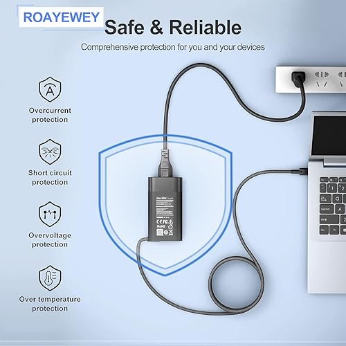 Miniatura 6 de Nuevo Cargador USB C Delgado de 65W Compatible con HP Spectre X360 14 2 en 1, Elitebook x360, Pavilion Envy Elite x2 Adaptador de Corriente