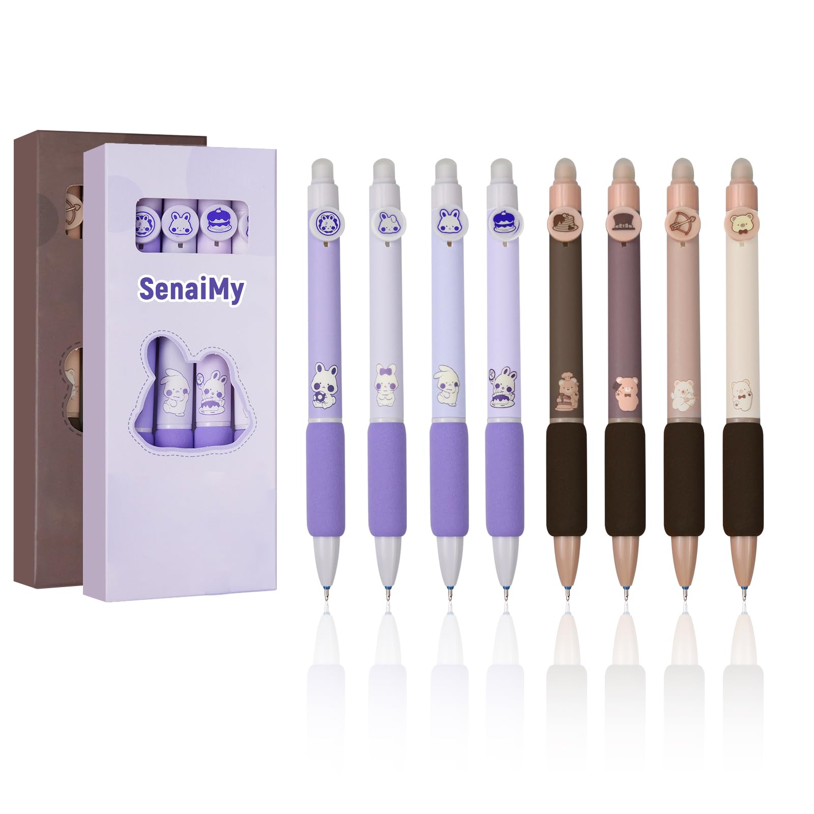 20 Penne Gel Cancellabili Kawaii Animali – Punta 0,5 Mm, Inchiostro Blu, Gommino In Testa, Per Scuola E Ufficio - 3