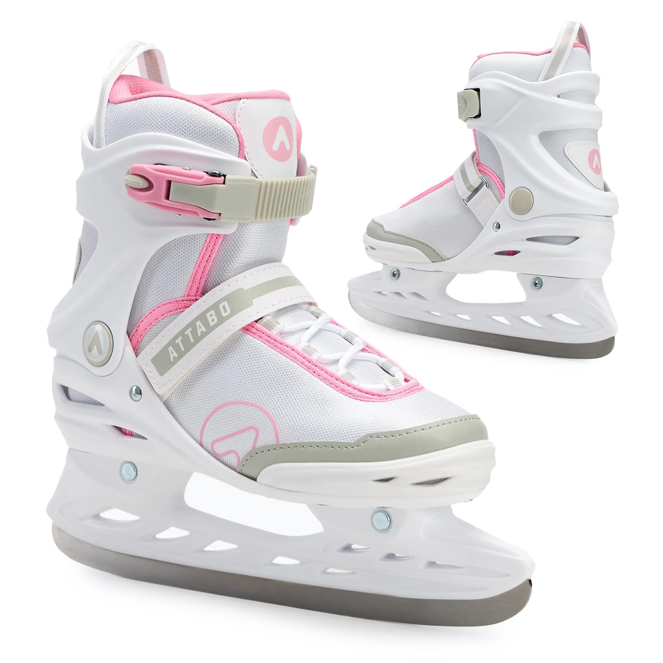 ATTABO Pattini Ghiaccio Ricreativi da Donna TORA in Bianco Taglia 36-41 EU Pattini per Principianti Chiusura con fibbia Supporto alla Caviglia Lama in Acciaio inossidabile Elegante e Classico