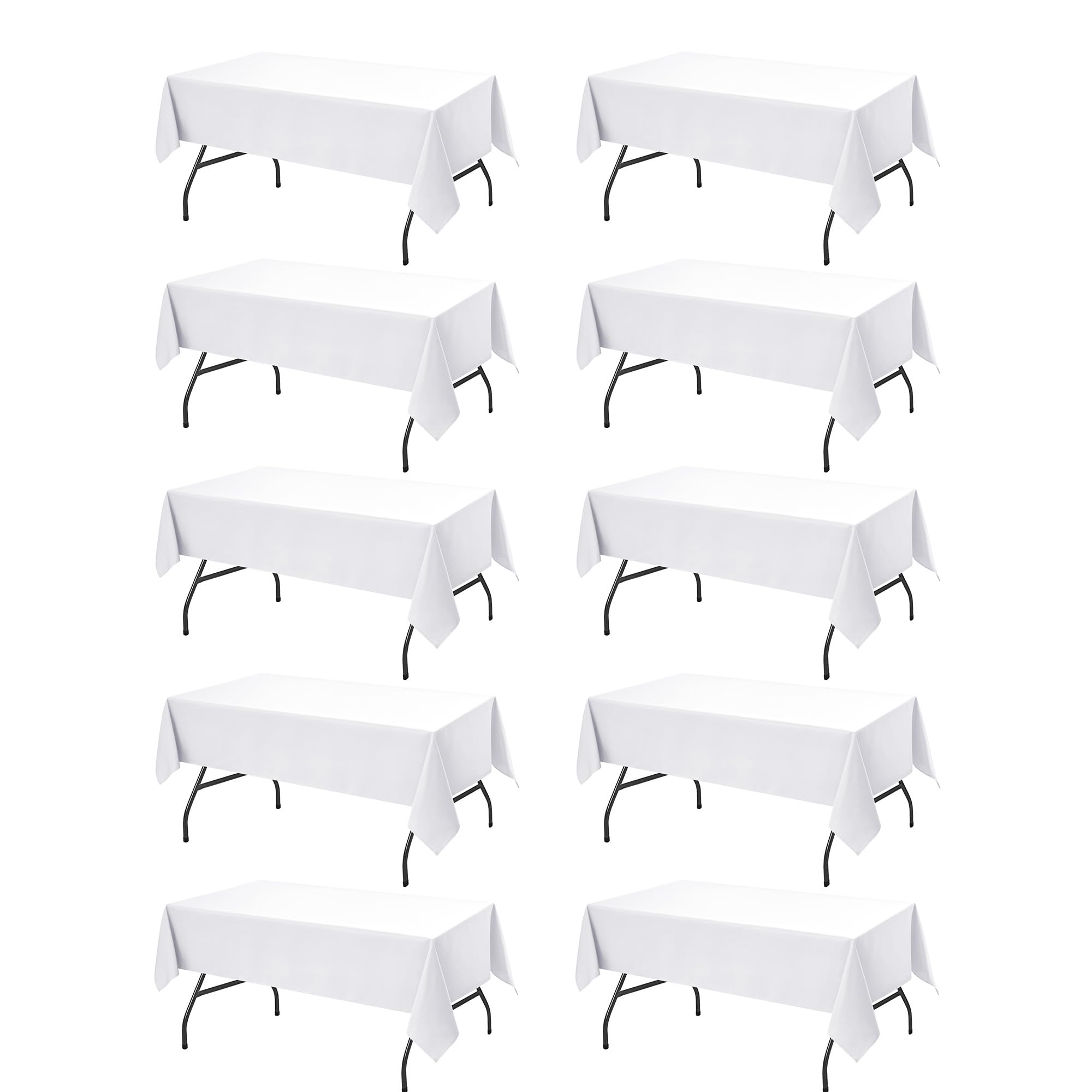 Photo 1 of Dailyset 10-Pack White Tablecloths for Rectangle Tables, 60 x 102 Inches, Stain-Resistant Polyester Fabric for 6 Foot Tables - Washable Table Covers for Weddings, Banquets, Birthday, Parties, Events