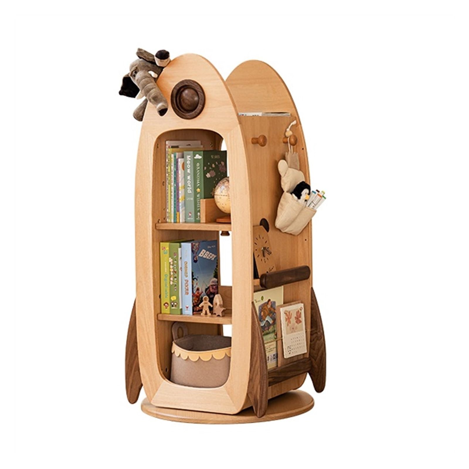 AYCDL Bookcase Solid Wood 360 Degree Rotating Bookshelf, Multi-layer Bookcase Storage Shelf, Floor Picture Book Shelf Display Shelf