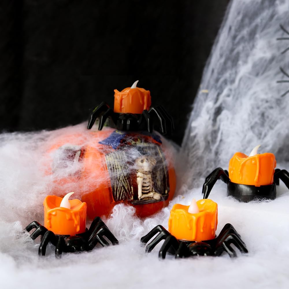 Halloween Festival Atmosphere Creative Halloween Spider Candle Ornaments - Candle Light Eye-catching Halloween Light Props