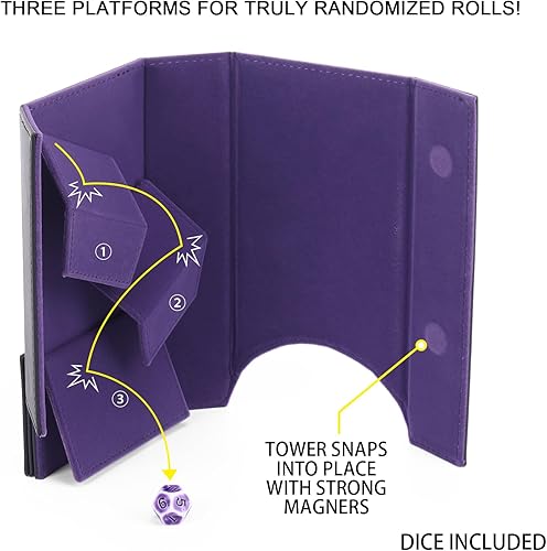 Miniatura 10 de Bandeja de dados DND y torre de dados con almacenamiento, bandeja rodante de dados 3 en 1 con tapa, almacenamiento de caja de dados portátil,