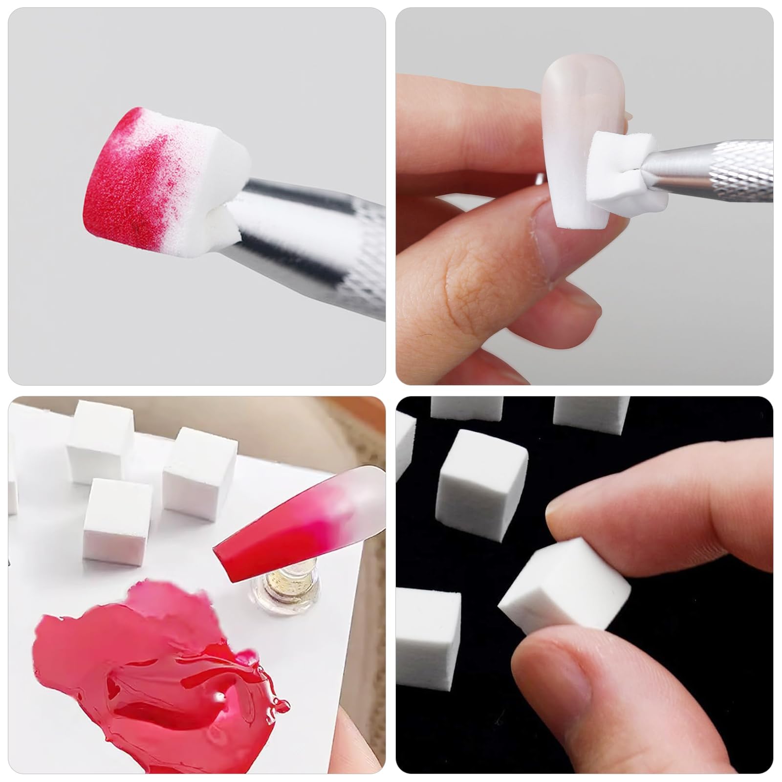 Mini gąbki do paznokci ombre, kwadratowe białe gąbki piankowe do zdobienia paznokci, gradientowe wzory, narzędzia do manicure, akcesoria do manicure, wysokiej jakości ombre, 300 szt