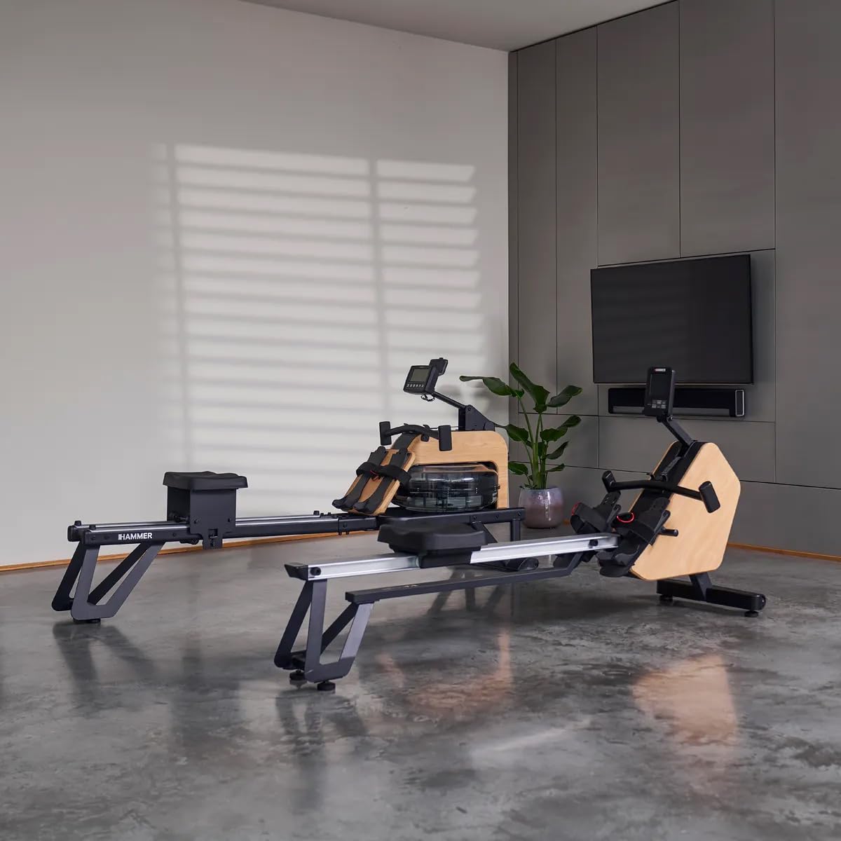 HAMMER Rudergerät RowTech NorsK, edles Holz-Design, 20 Programme, innovativer Rudergriff