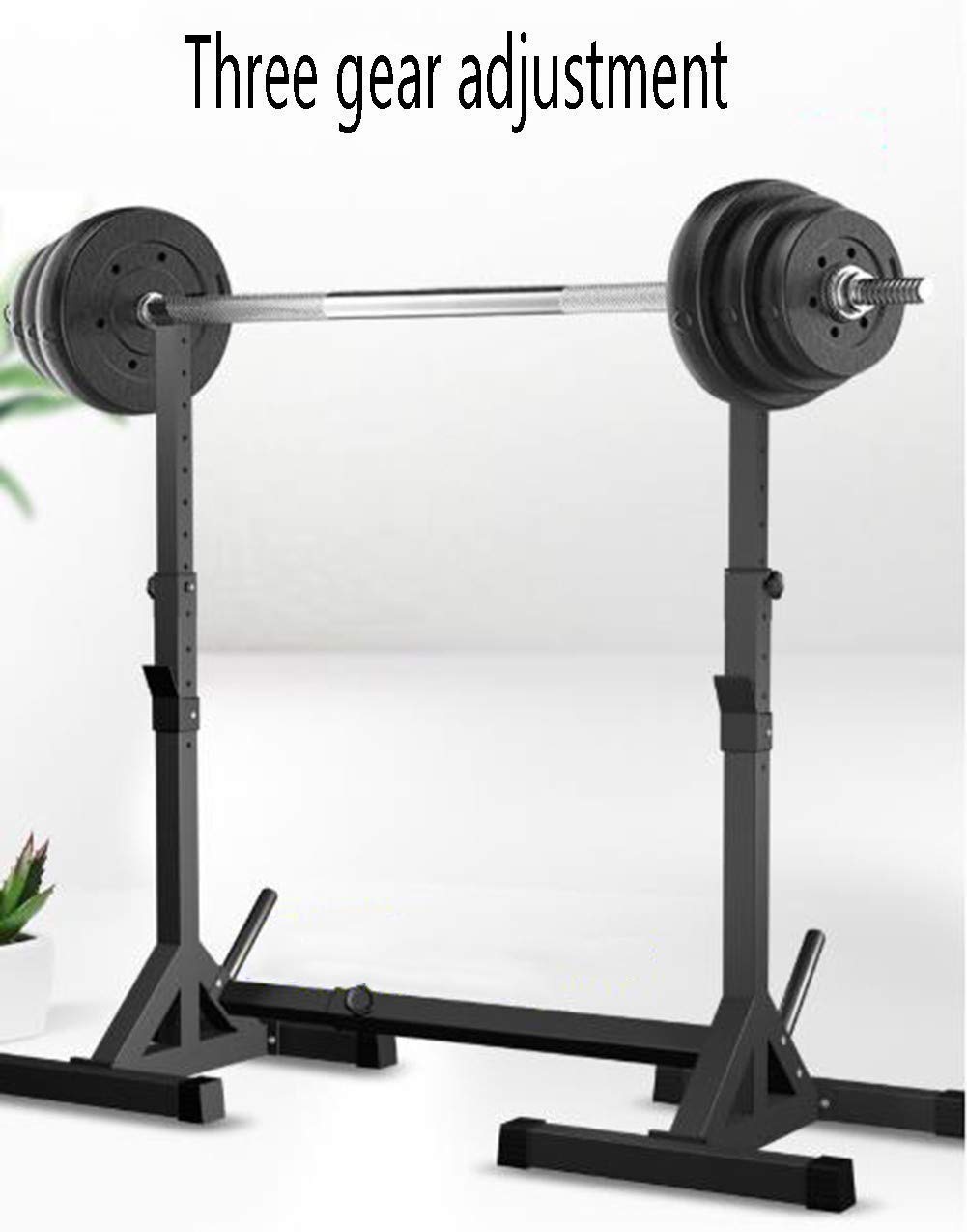 ERoomQ Adjustable Squat Rack, Barbell Rack Stand Weight Rack Gym Rack Bench Press Rack Pull Up Bar Squat Rack Shelf, Height and Width Adjustable, for Indoor Gym Fitness Equipment