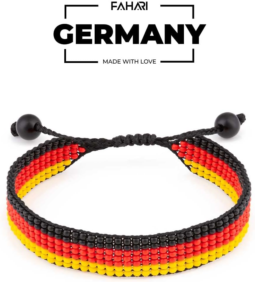 FAHARI Germany Flag Bracelet: Handmade, Adjustable Unisex Boho-Style Wristband Patriotic Design - Image 5