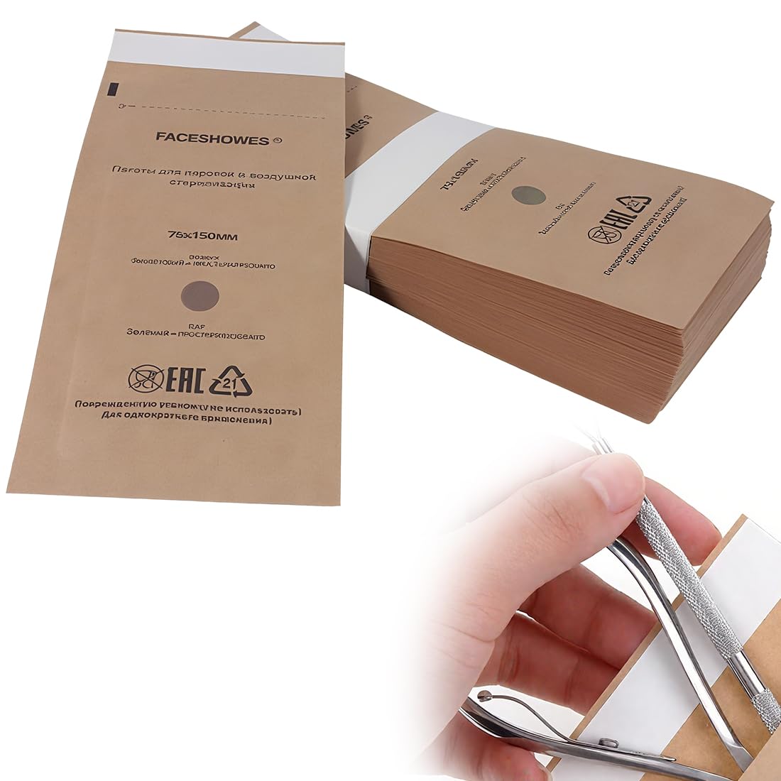 Bolsas esterilizacion manicura autosellables 75 x 150 mm para esteticistas