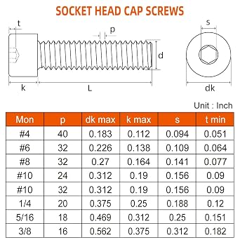 3/8-16 x 1 Socket Head Cap Screws Bolts, Stainless Steel 18-8 (304), Bright Finish, Fully Threaded, Allen Socket Drive, 10 PCS
