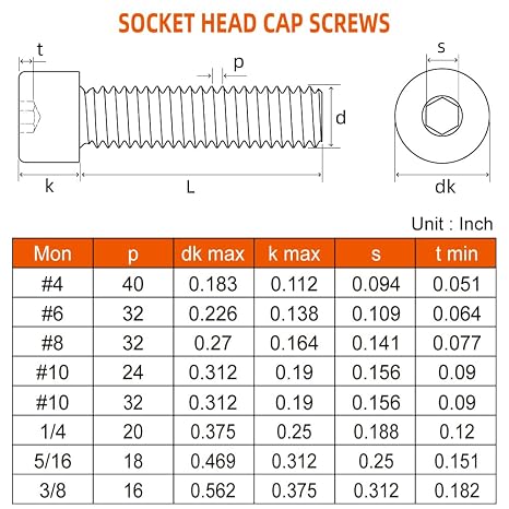 3/8-16 x 1 Socket Head Cap Screws Bolts, Stainless Steel 18-8 (304), Bright Finish, Fully Threaded, Allen Socket Drive, 10 PCS
