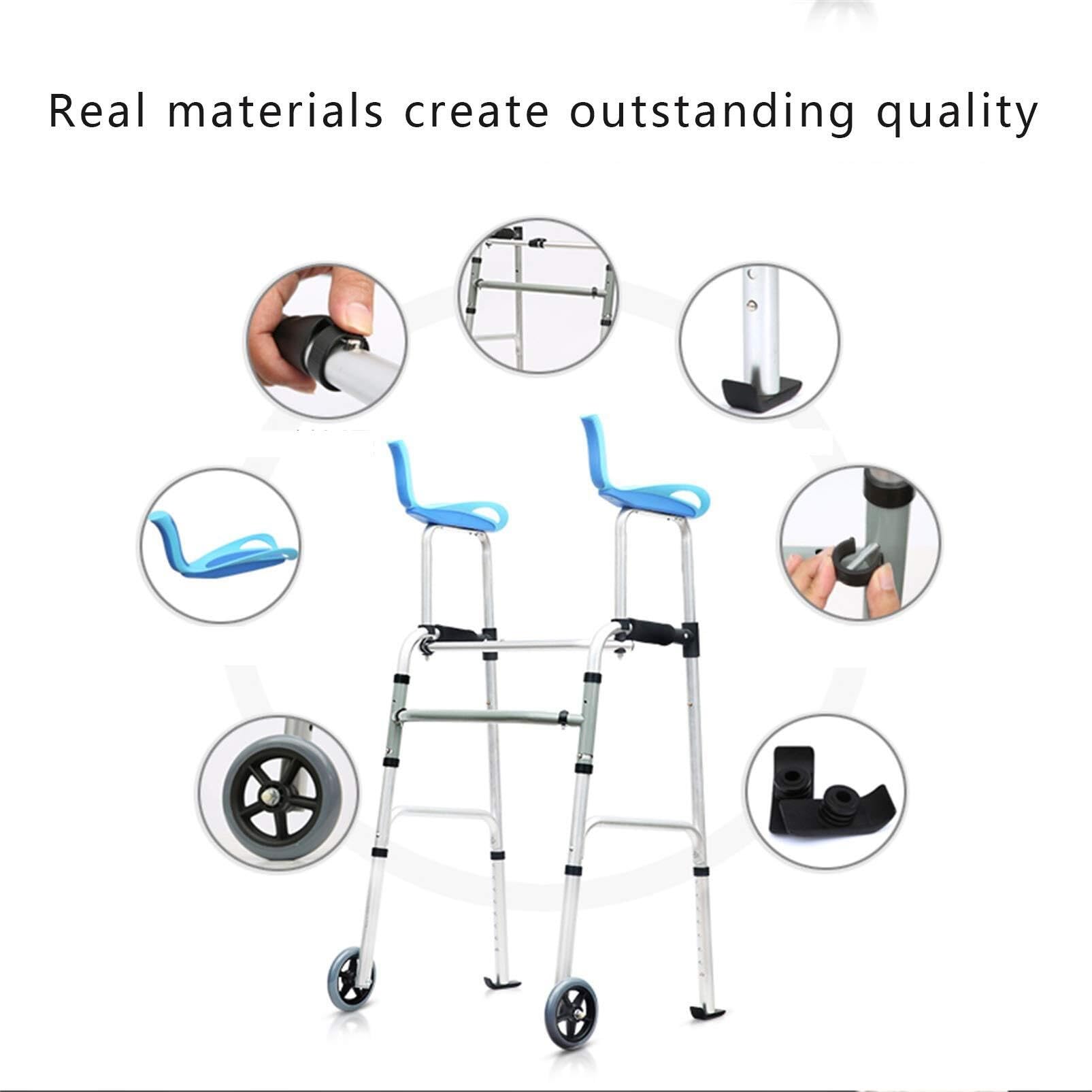 Andador plegable estándar for personas mayores, altura ajustable con ruedas, equipo de rehabilitación for personas con discapacidad. rehabilitación ayudas