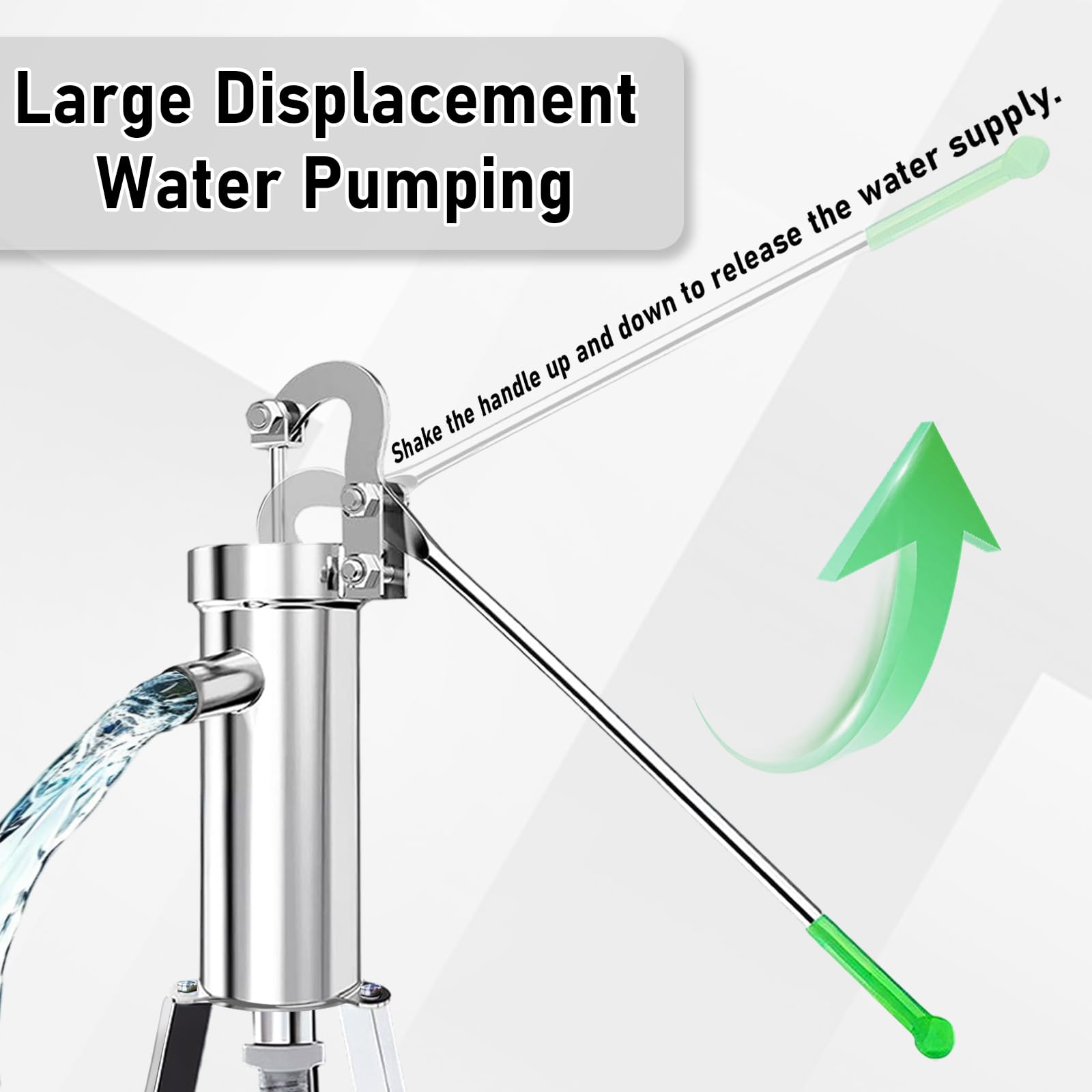 Handmatige Waterpomp Handheld Fontein Pomp Roestvrij staal Grondwater Diepe Well Pomp voor Openluchttuinvijvers, Watertuin, Hand Schudden, Grondwater Tool 701