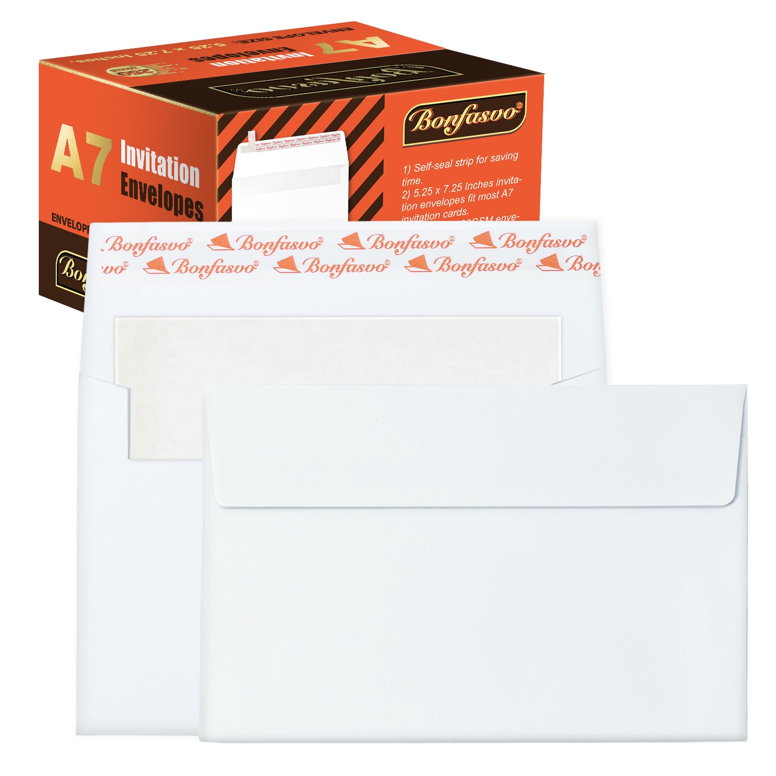 Photo 1 of Bonfasvo A7 Invitation Envelopes, 5.25 x 7.25 Inches, White, 250 Count