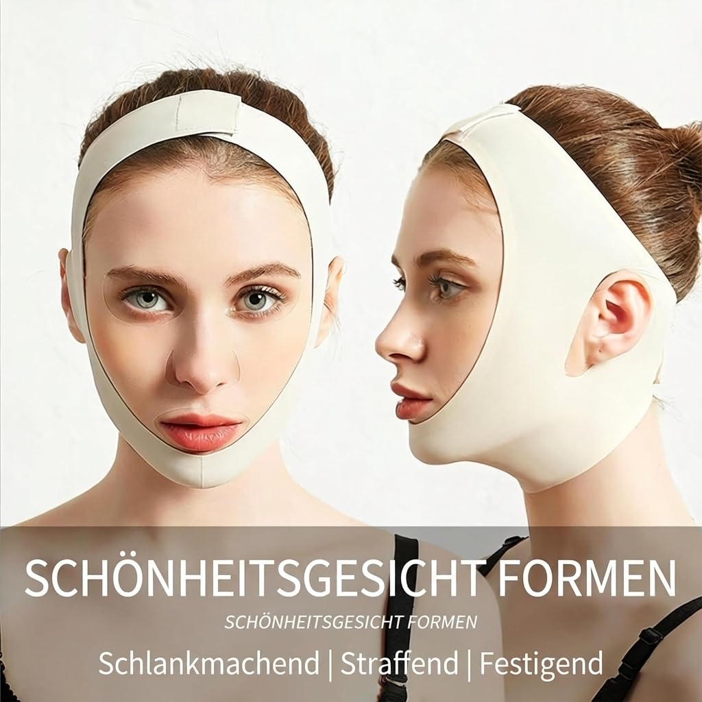Collagen Face Sculpt Wrap, Reusable Face Mask Jawline Shaper Chin Strap For Sleeping Made With Skin-Friendly And Breathable Materials (Gebrochenes Weiß(S))