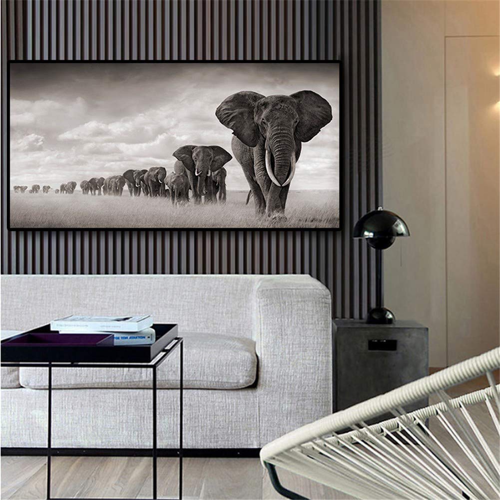 Point de croix strass haut de gamme avec motif éléphant 80x160cm