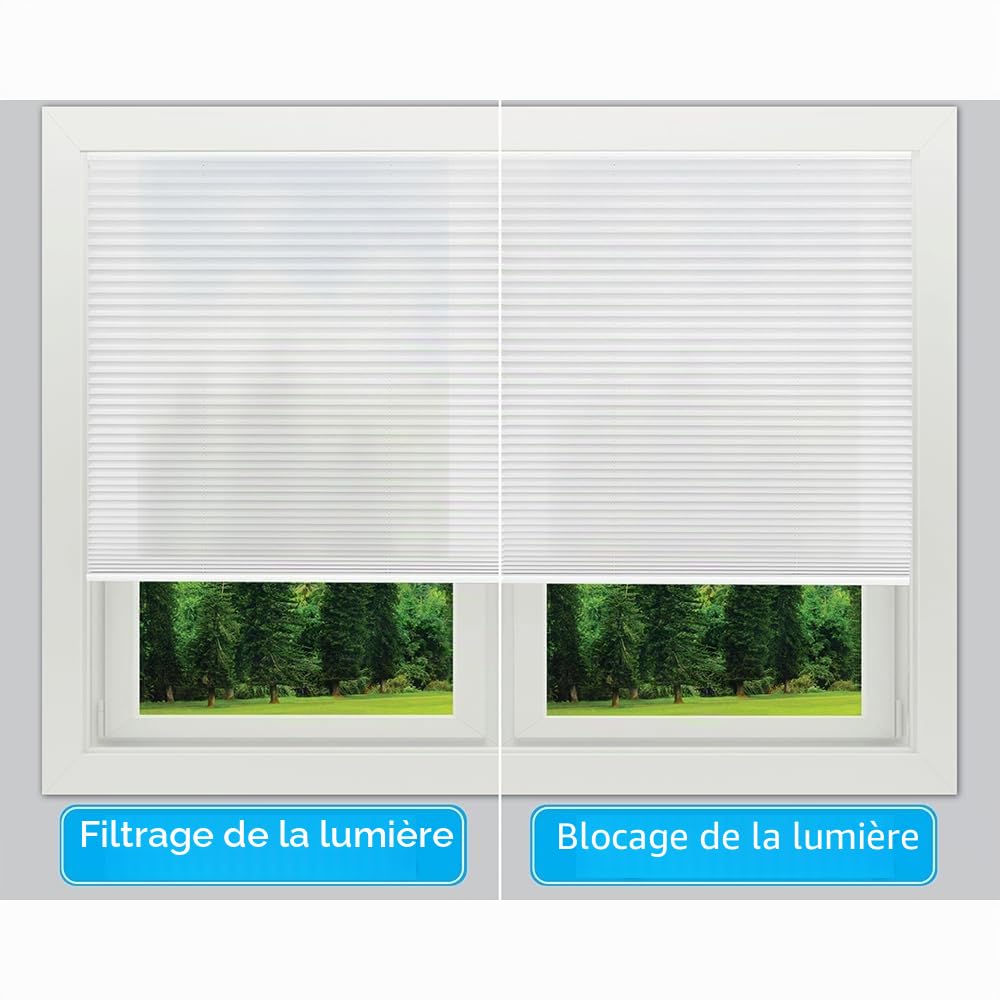 Redi Shade Store plissé en tissu filtrant la lumière, personnalisable en le coupant, facile à remonter, aucun outil nécessaire, 6 x 162,5 cm (convient aux fenêtres de 48 x 76,2 cm), blanc
