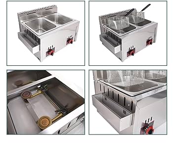 【LPガス用】　2口卓上フライヤー LPガス用】 2口卓上フライヤー Amazon.co.jp: ガスフライヤー 2