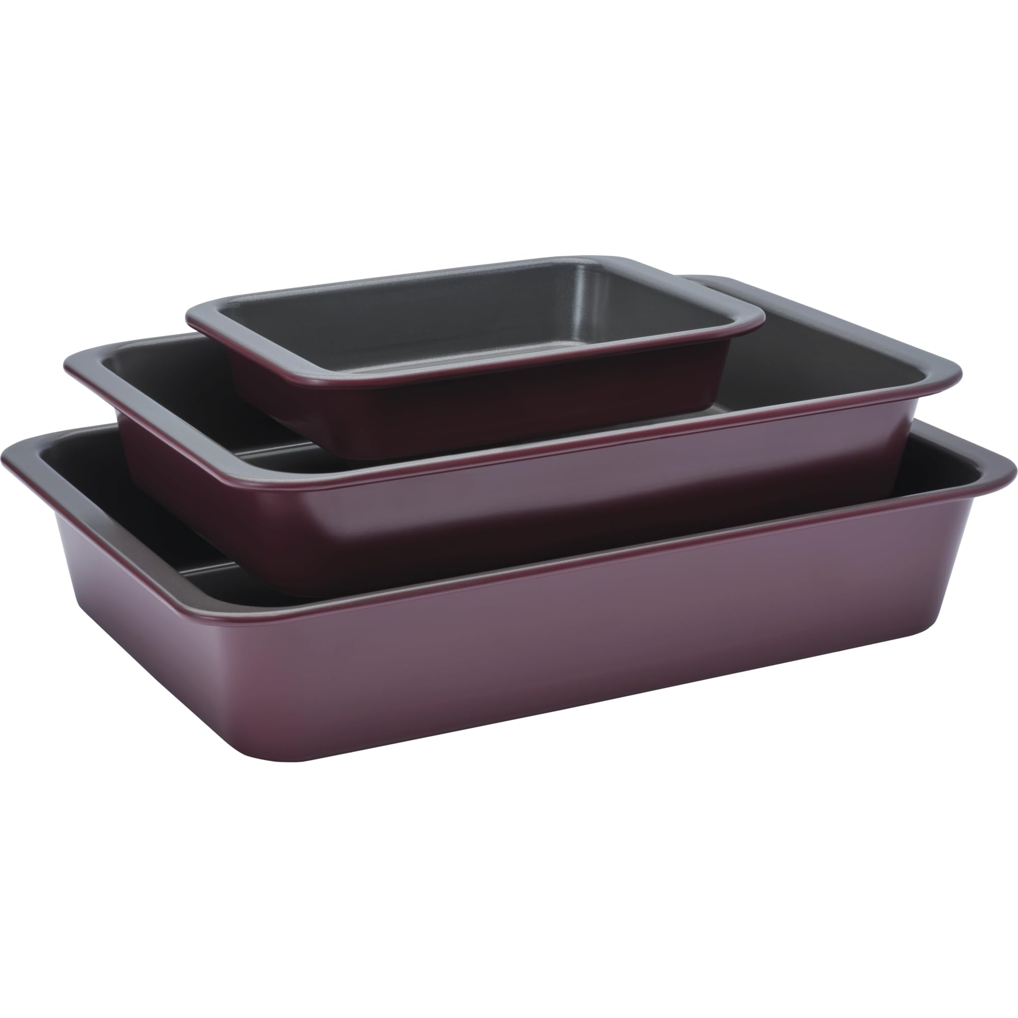 AEG A9OOECTS Easy2Clean BakePro Backform Set 3‑teilig, Keramik‑Antihaftbeschichtung PFAS/PTFE‑frei, spülmaschinengeeignet, kein Anhaften ohne Öl, stapelbar, rot