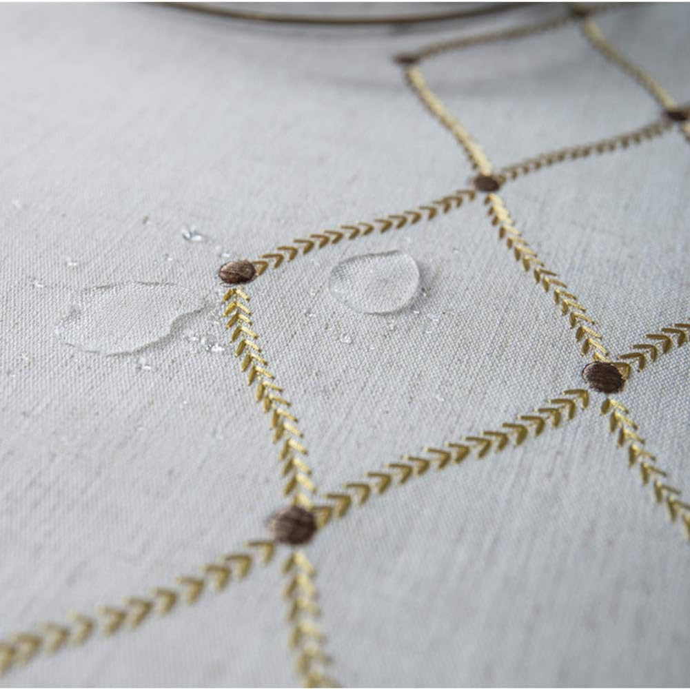 Amаzоn Crаzу 🔥 Dеаlѕ Amzali Water Proof Table Cloth Geometric Pattern Wrinkle Free Heavy Weight Cotton Linen Tablecloth with Embroidery Decorative Fabric Table Cover for Outdoor and Indoor Use (Rectangle,53 x 102 Inch)