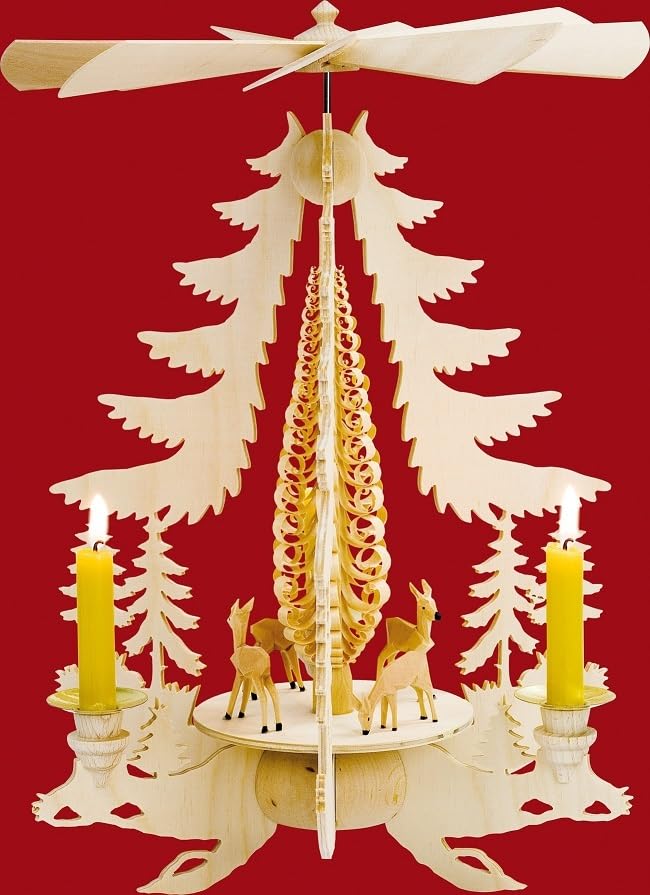 Taulin Pyramide Geschnitzte Rehe Natur