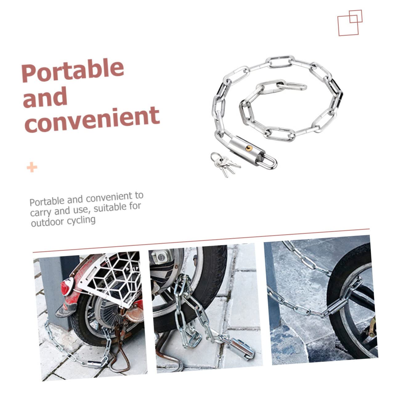 HANABASS Outdoor Bike Chain Lock Cut Heavy Duty Chain Security Lock for Bicycles Motorbikes Electric Bikes Durable and Reliable Bike Protection