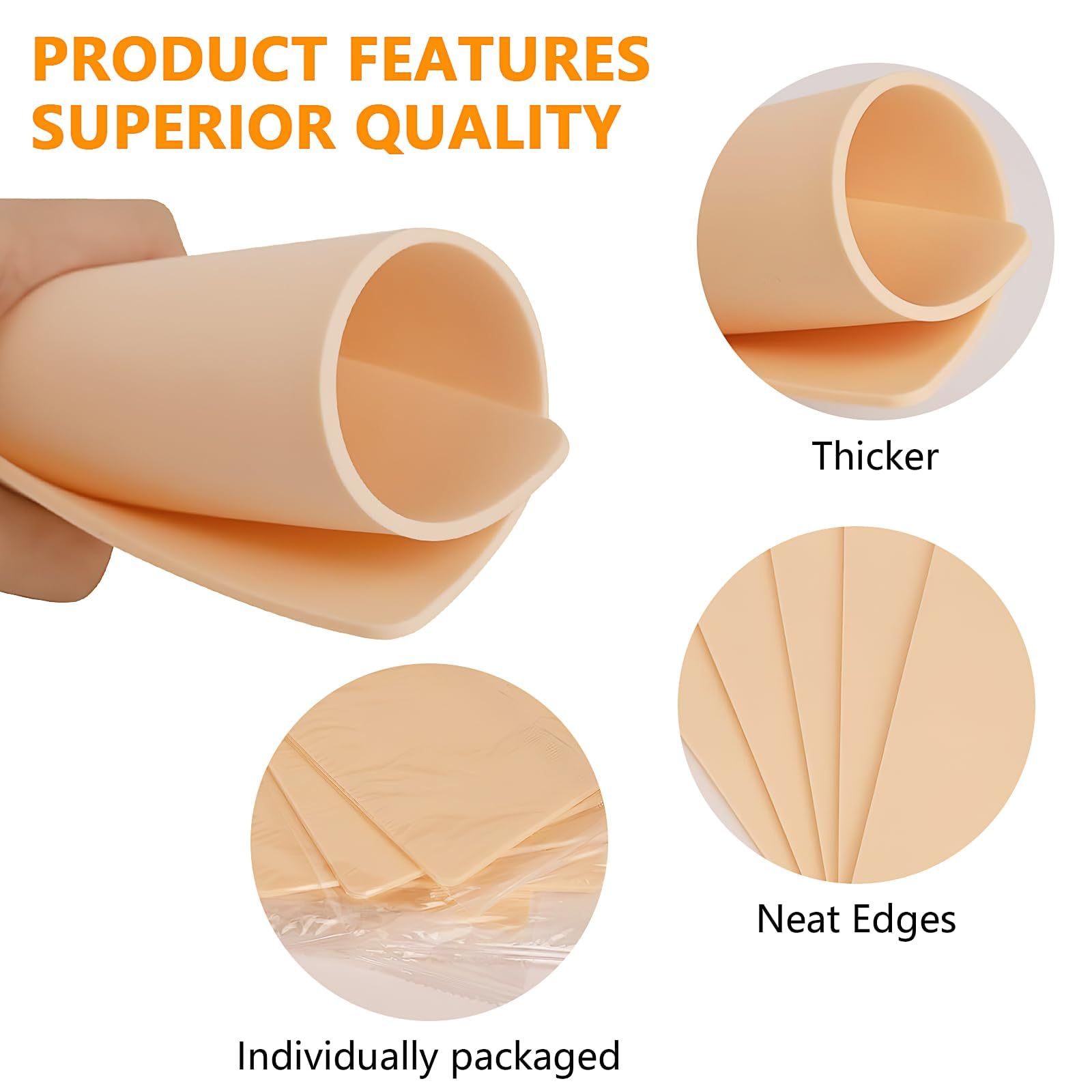 15 Pcs Blank Tattoo Practice Skin, 3 mm 15 x 20 cm Double Sides Fake Skins Bulk, Soft Silicone Pads - Image 3