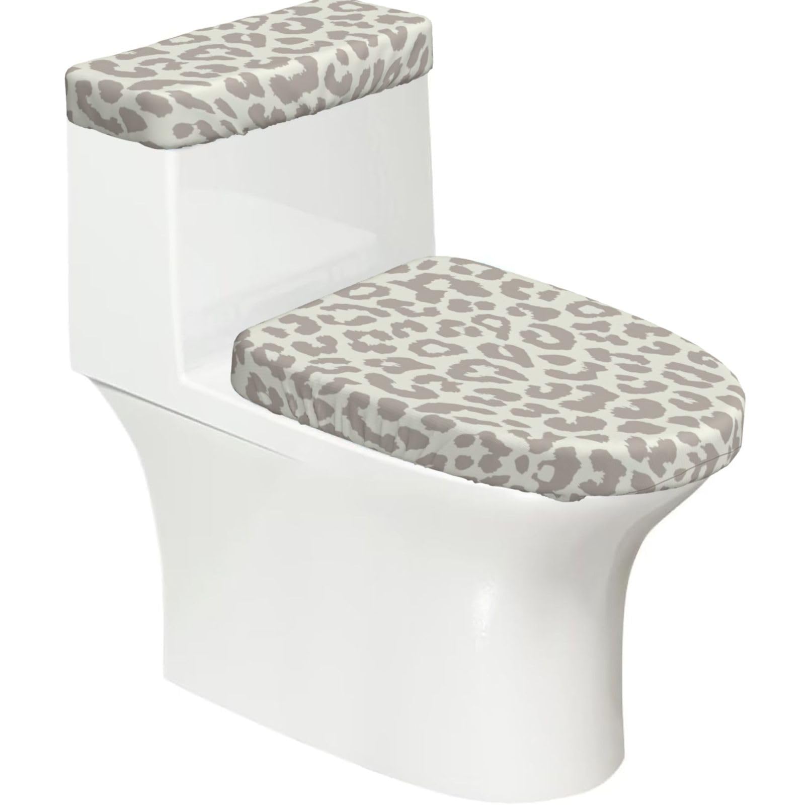 Mrowyc Black Brown Pattern Leopard Printed Toilet Seat Set - Set Of 2 - Universal Toilet Seat Cover - Housewarming Birthday Christmas Gift