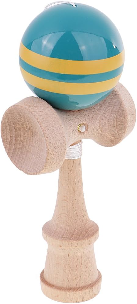 FLAWISH Kendama Stripes Wooden Ball Catch Game Wooden Toy Blue Yellow
