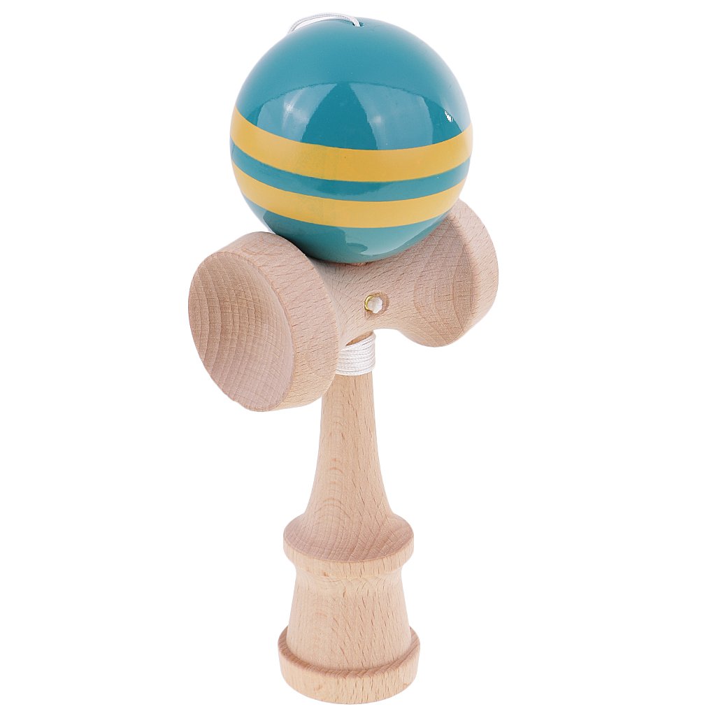 FLAWISH Kendama Stripes Wooden Ball Catch Game Wooden Toy Blue Yellow