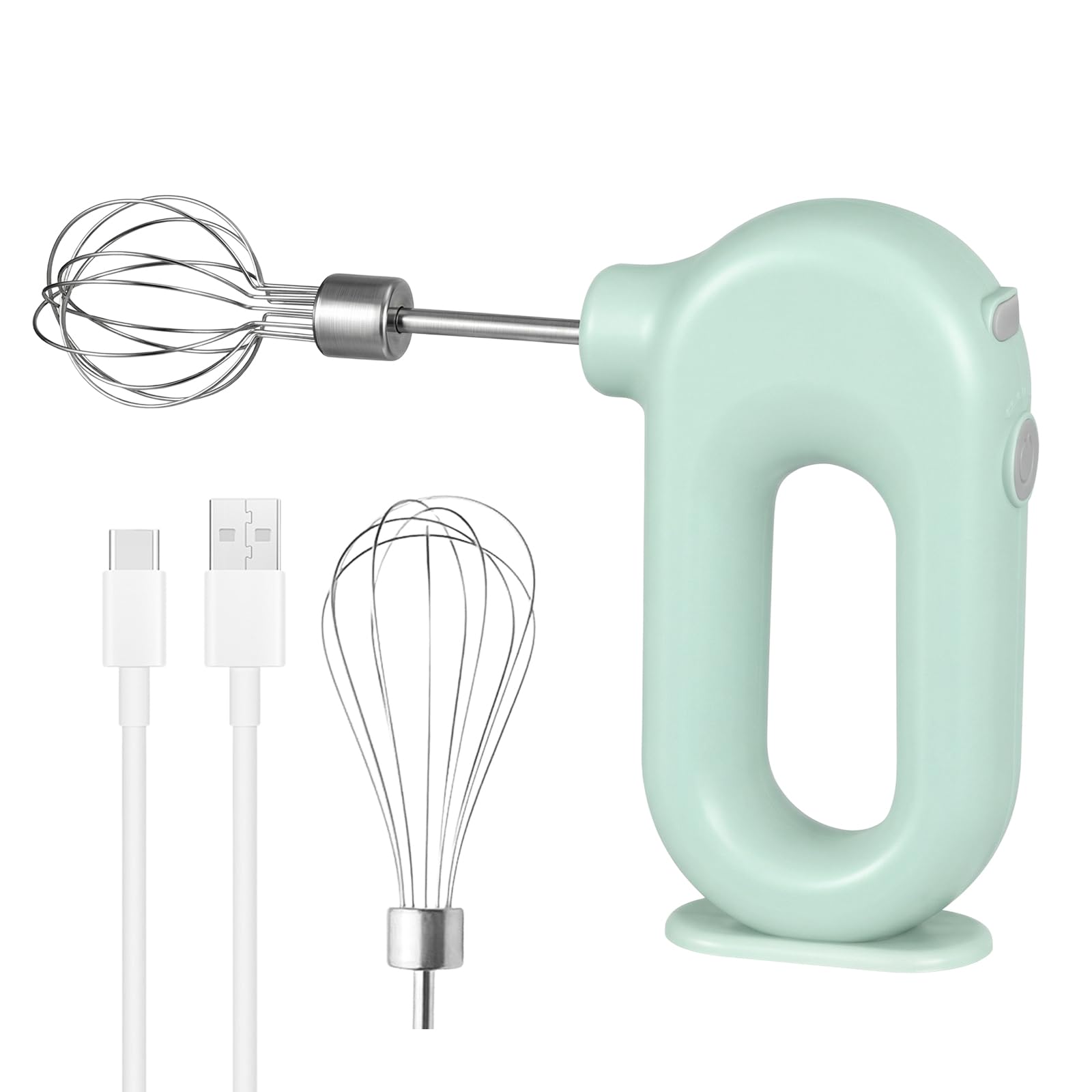 Batidora de mano inalámbrica eléctrica, mini batidora de mano con 4 niveles y 2 batidores, batidora eléctrica recargable por USB, batidora eléctrica, batidora de huevos para hornear, crema, pasteles
