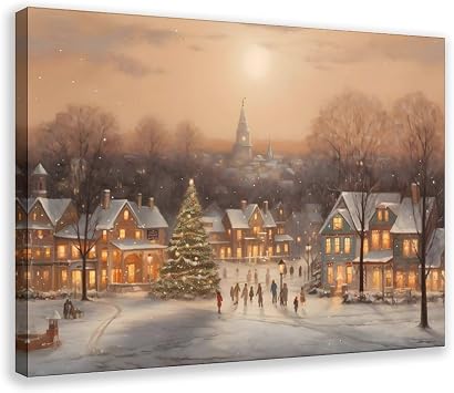 BMtyDG Retro Winter Snow Scene, Winter Scenery, Neutral Antique Country Style Canvas Poster Wall Art Prints Room Aesthetic Murals Bedroom And Living Decorations Frame 20x30inch