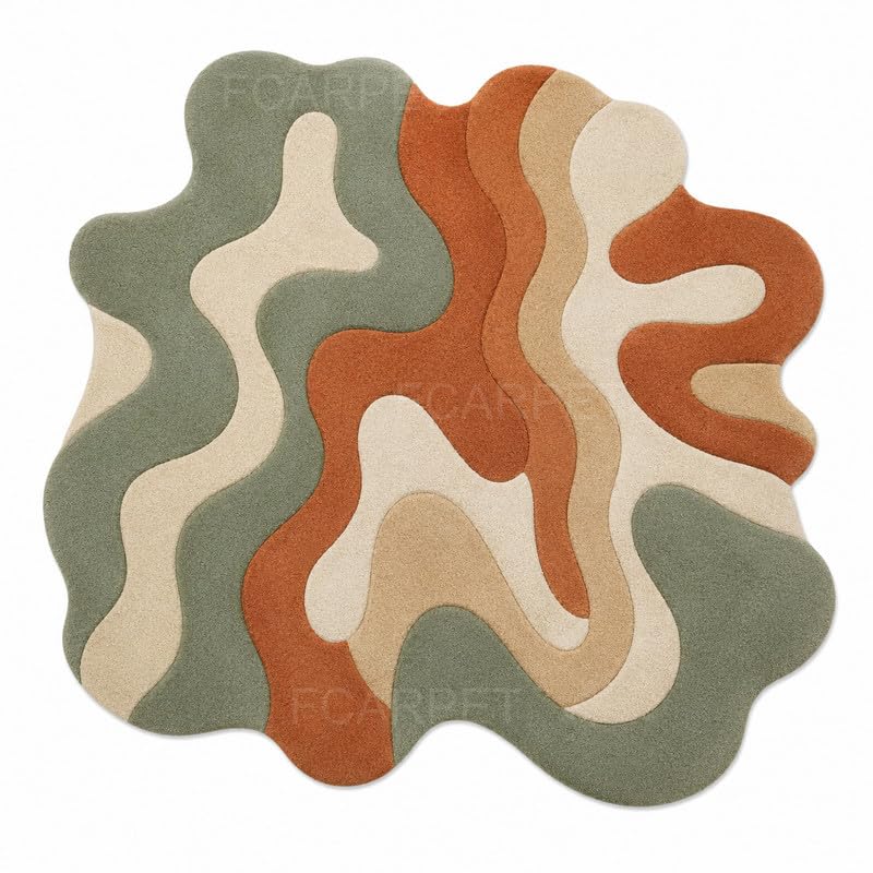 Image of Hand Tufted Irregular Shape Carpet Luxury Wool (Multicolor 6 x 8 feet)