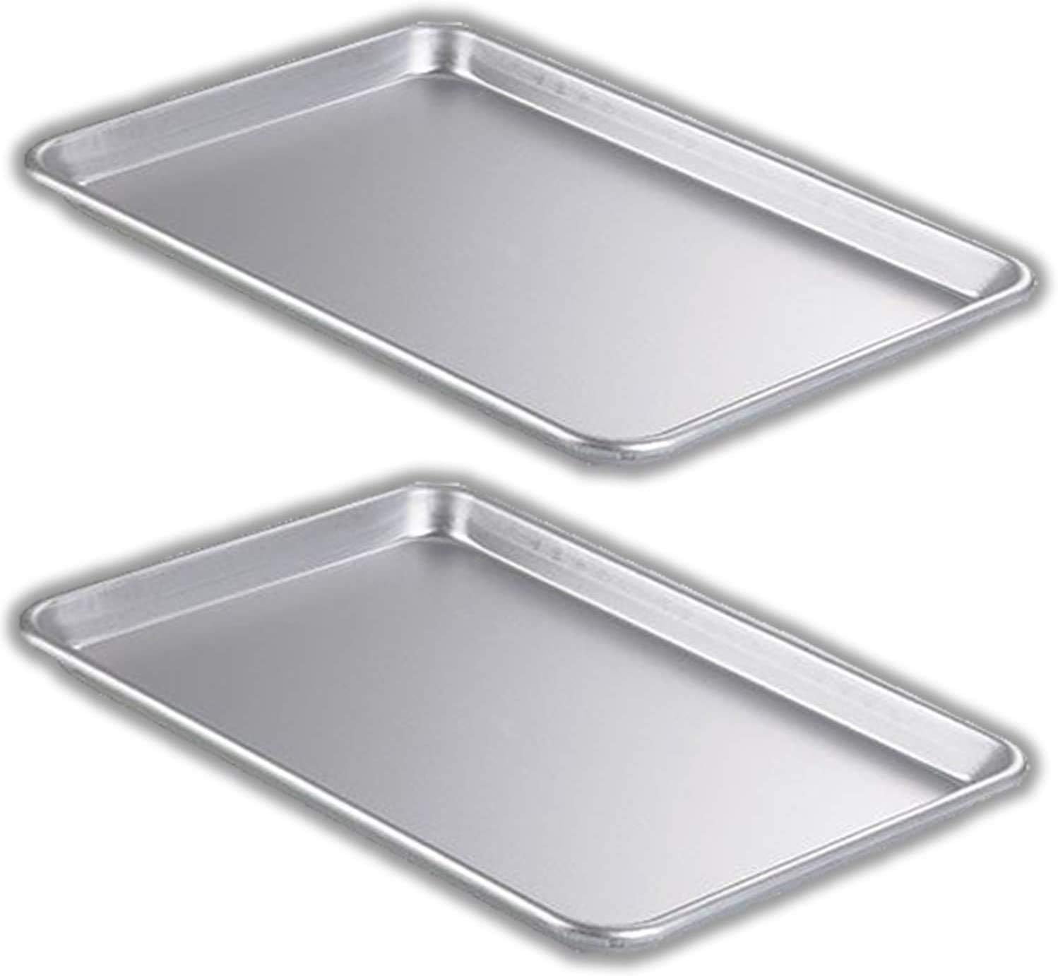 Half Sheet Baking Pans, Aluminum Cookie Sheet Pan, Professional, Commercial, & Industrial Grade 2 Piece Oven Bakeware Set, 13x18 Rimmed for Roasting, Cooking, Baking, Non Toxic
