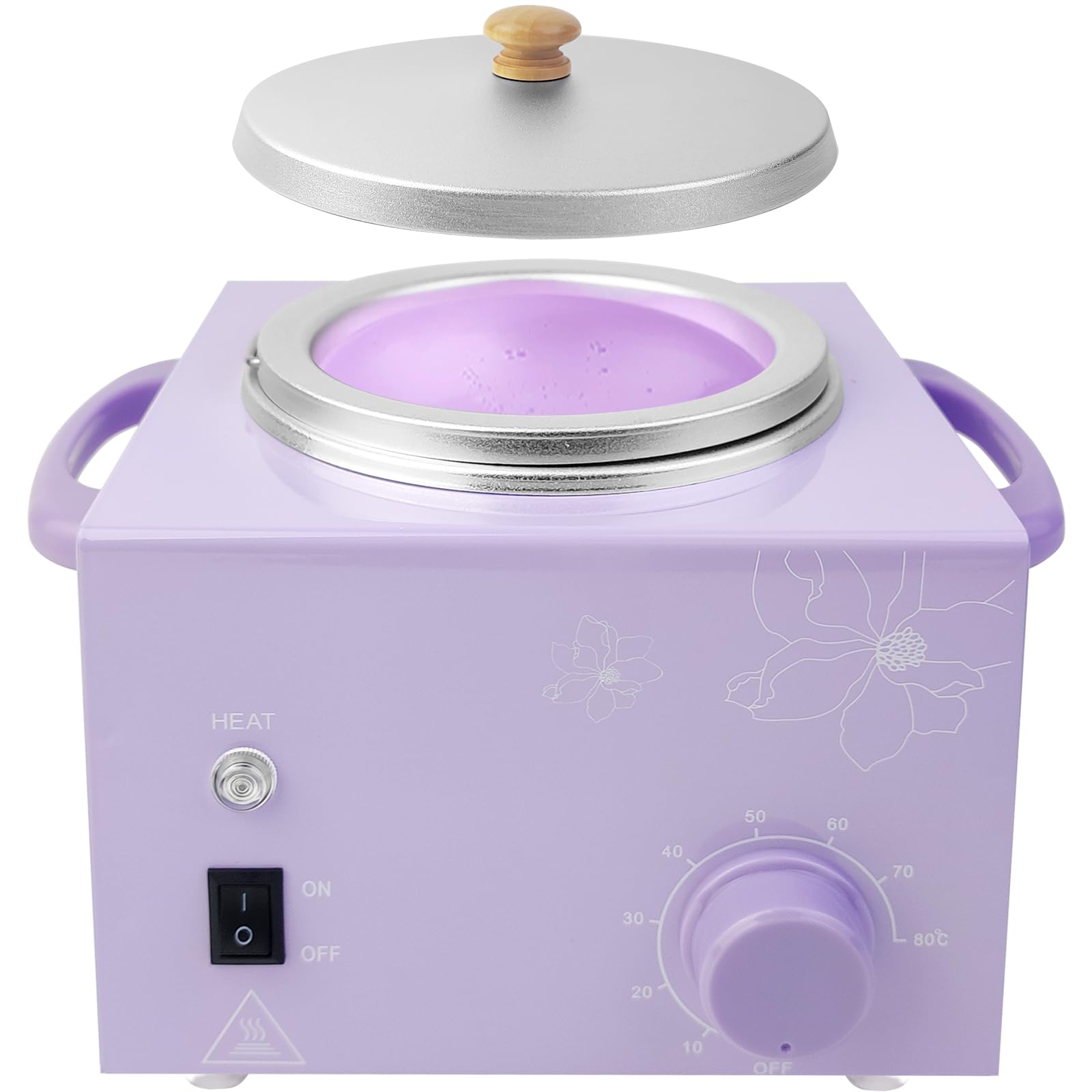 Portable Wax Warmer Machine for Painless Hair Removal, Women Men Professional Wax Heater with Adjustable Temperature Set, 20pcs Wax Sticks (Purple- Single Pot)