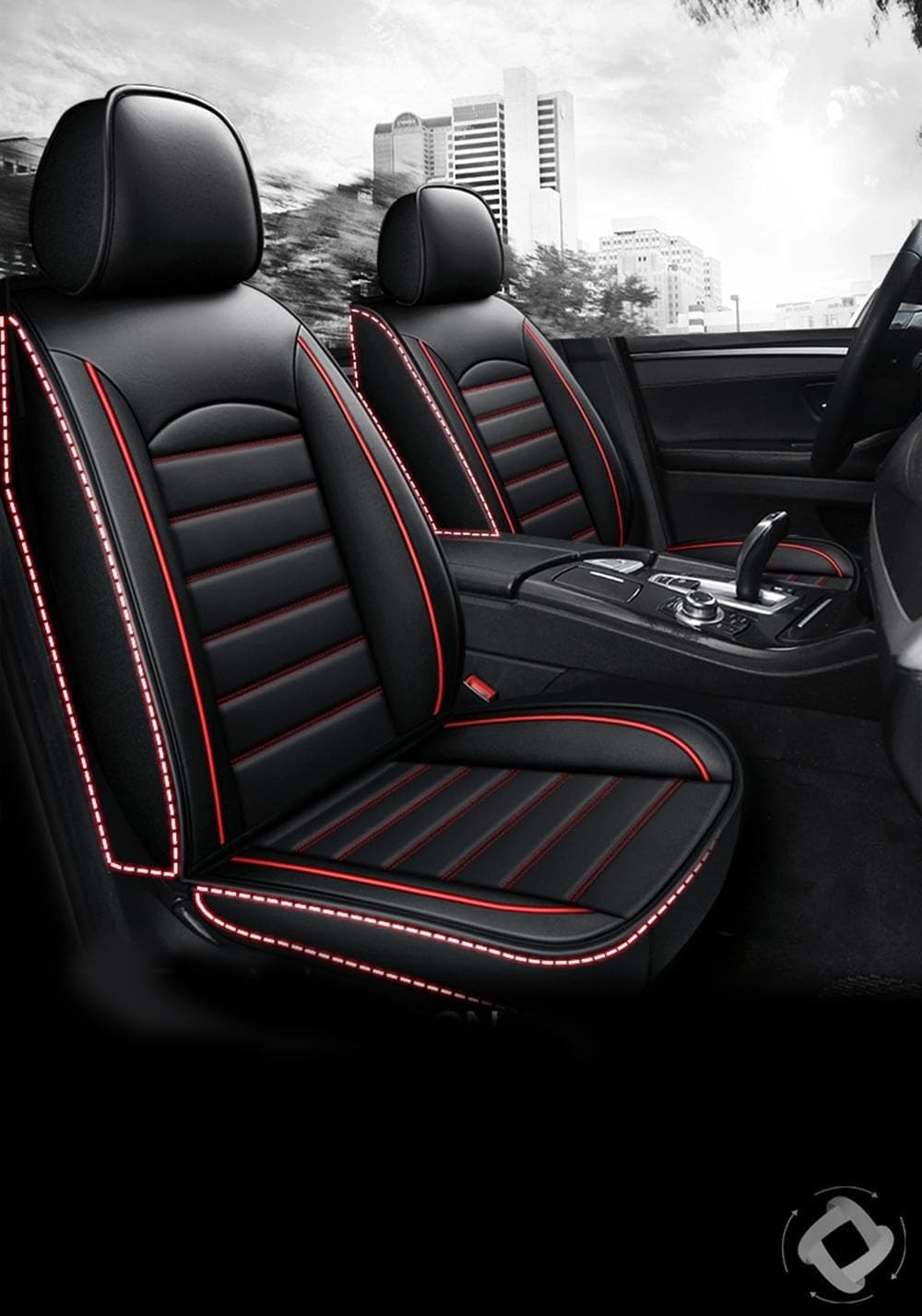 fundas asientos coche Juego Completo De Fundas For Asientos De Coche De Piel Sintética De Lujo For Mitsubishi ASX | Basis/Spirit/Spirit 2010-2023, Fundas De Cuero For Asientos Y Reposacabezas Compatib